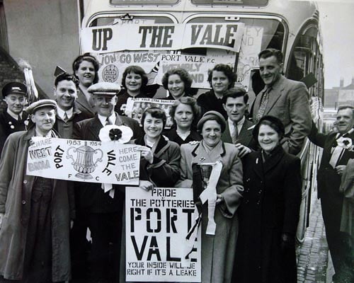 19-10-07 -- "Port Vale Tales" is a project looking to capture the experiences of supporters between the 1950s and 1980s. Organisers are having a series of meeting and are inviting supporters to turn up and tell their stories. The first one is today at Bradeley Village Hall. Family of Albert Leake who played for Port Vale between 1950-61 who had a bus to go to the 1954 semi-final of the cup against West Brom. Reporter. Jess Williams.      