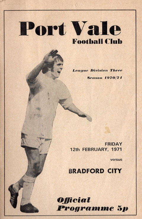 Port Vale v Bradford City programme 1971
