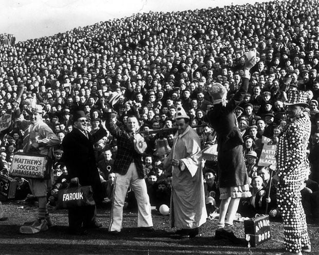 Port Vale history: Mascots in front of the crowd as Port Vale play Blackpool in 1954