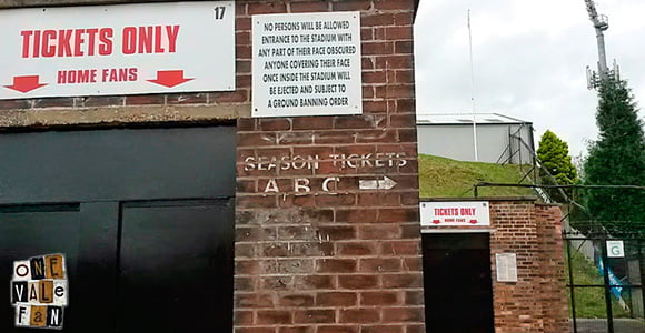 A turnstile at the Vale Park stadium