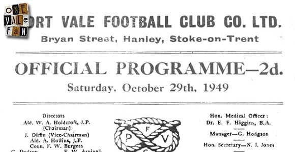 Port Vale programme, 1949