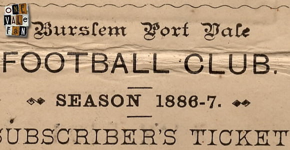 Port Vale season ticket 1886-87