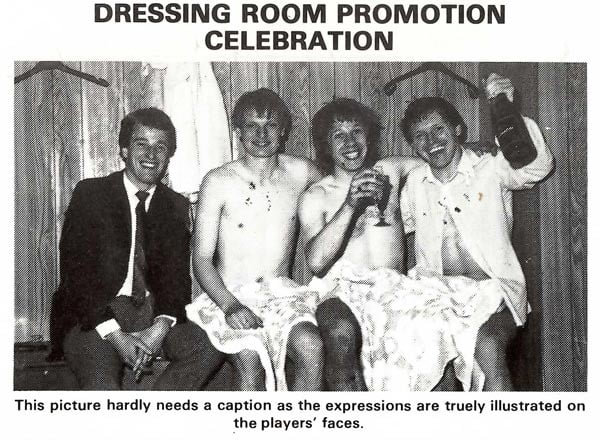 Port Vale promotion celebrations - Geoff Hunter, Steve Fox and Colin Tartt 1983