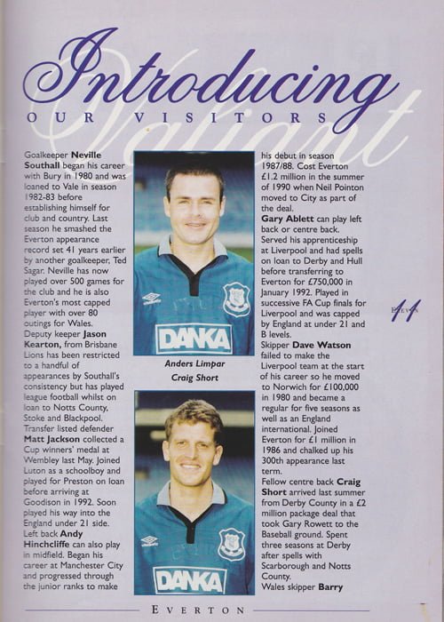 Port Vale v Everton matchday programme, FA Cup 4th round replay 1996