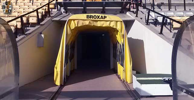 The player's tunnel at Vale Park stadium