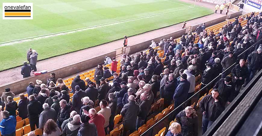 Fans in the Lorne Street stand, Vale Park stadium