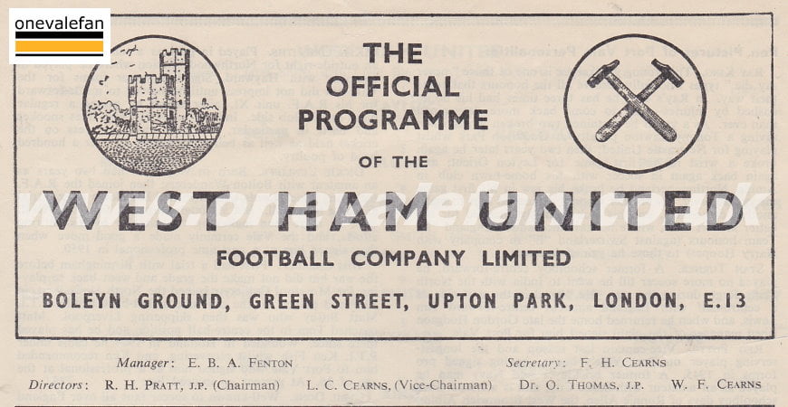 West Ham v Port Vale programme 1955