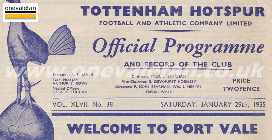 Tottenham Hotspur v Port Vale programme 1955