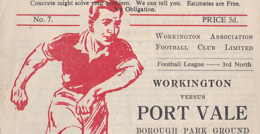 Workington versus Port Vale programme 1952