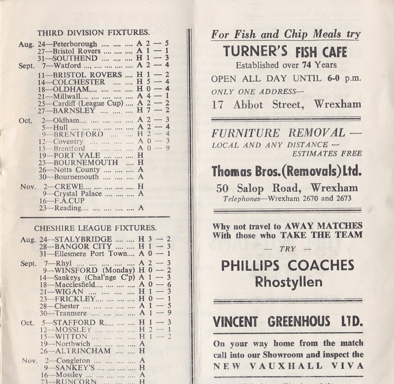 Wrexham vs Port Vale programme 1963 #2