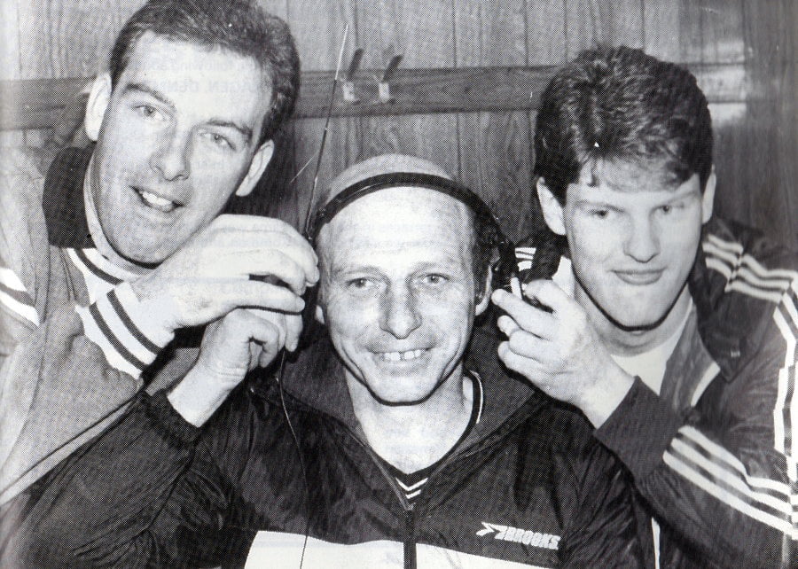 Phil Sproson, John Rudge and Ray Walker listen to the FA Cup draw in 1988...