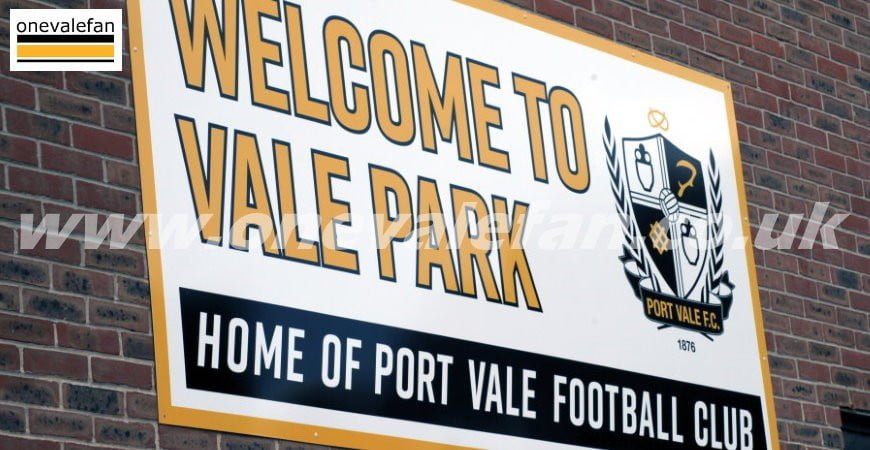 Sign at the Vale Park stadium 2020