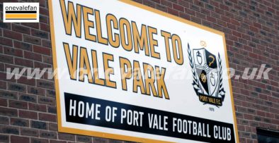 Welcome to Vale Park sign