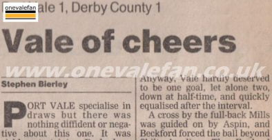 Port Vale 1-1 Derby County press clipping