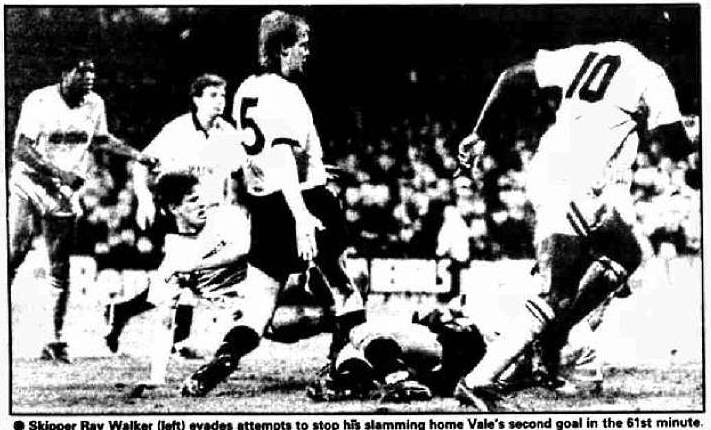 Ray Walker scores his goal against Derby County - Sentinel press clipping