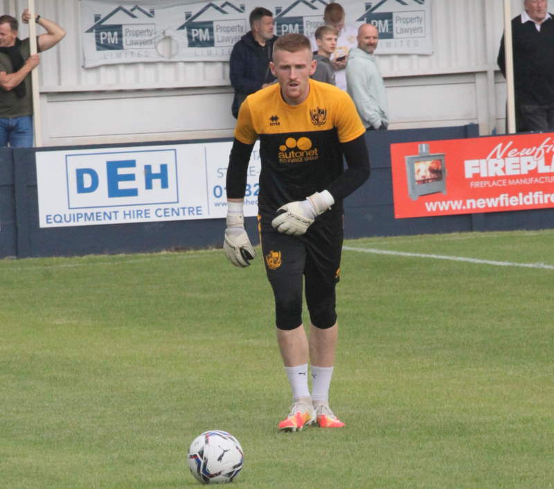 Port Vale goalkeeper Aidan Stone in action at Kidsgrove