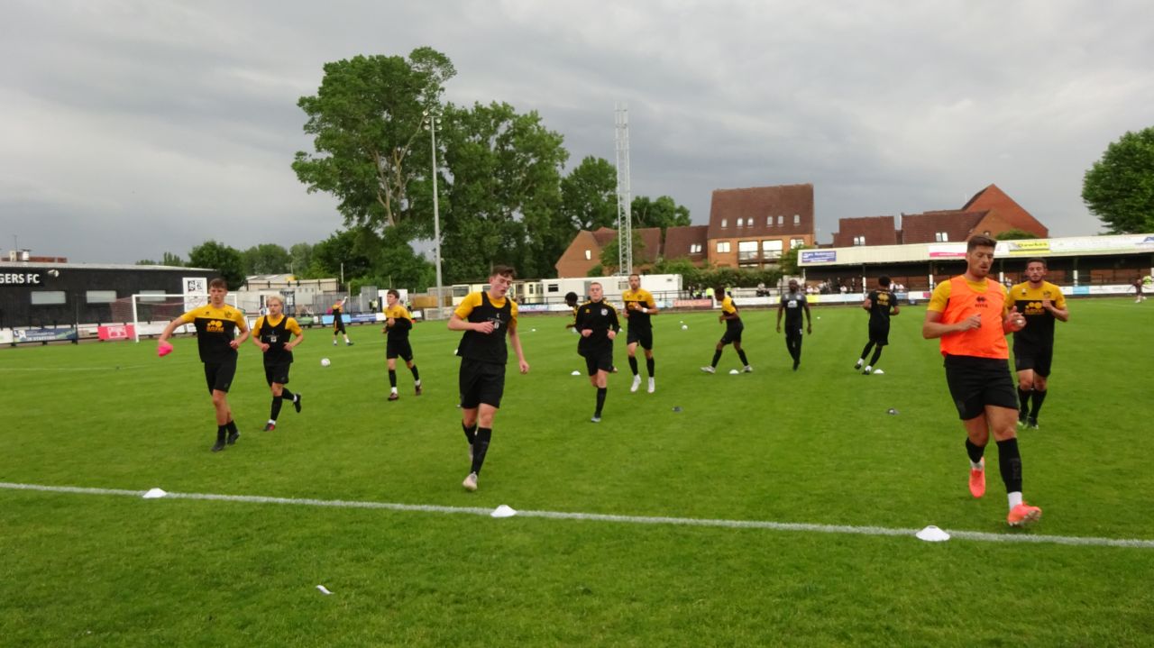 Vale players warm up at Stafford Ranger 2021 - Roy Thompson