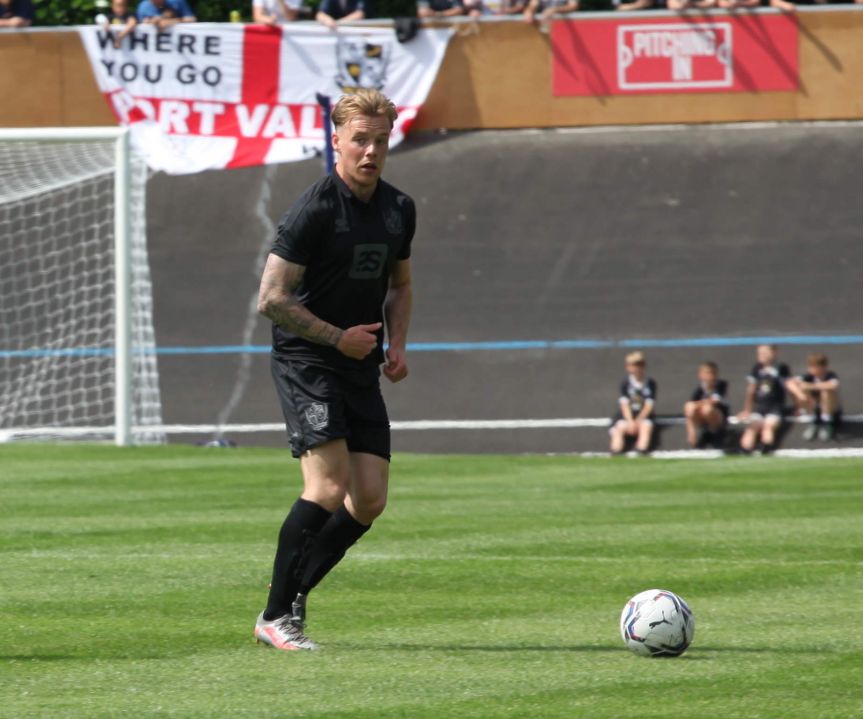 Tom Conlon on the ball - Newcastle Town v Port Vale friendly, 2021 - AS Photos