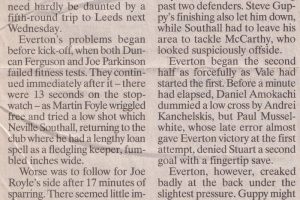 Press clipping - Port Vale 2-1 Everton, FA Cup replay 1996
