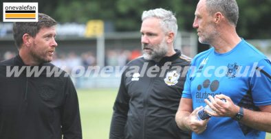 Port Vale manager Darrell Clarke, assistant Andy Crosby and coach David Dunn