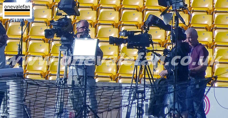 TV crews set-up for the Port Vale v Swindon Town play-off game in 2022