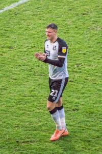 Sub Richie Bennett celebrates at the end of the match
